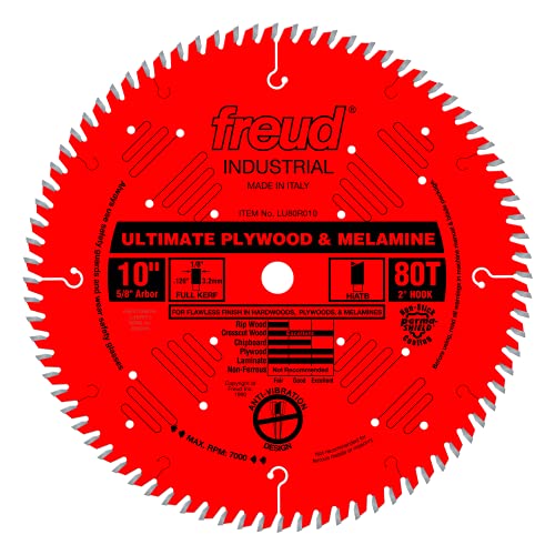 Freud 10" Ultimate Plywood and Melamine Cutting Saw Blade with 5/8-Inch Arbor