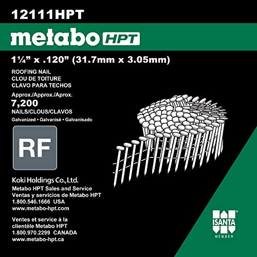 Metabo HPT 1-1/4 Inch Pneumatic Roofing Nails 7200 Count