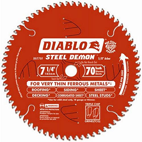 Diablo 7-1/4 in. x 70 Tooth Steel Demon Carbide-Tipped Saw Blade for Metal