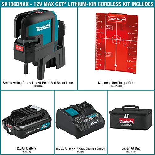 Makita 12V CXT Self-Level Cross-Line/4 Pt. Red Laser (Open-Box, Excellent Condition)