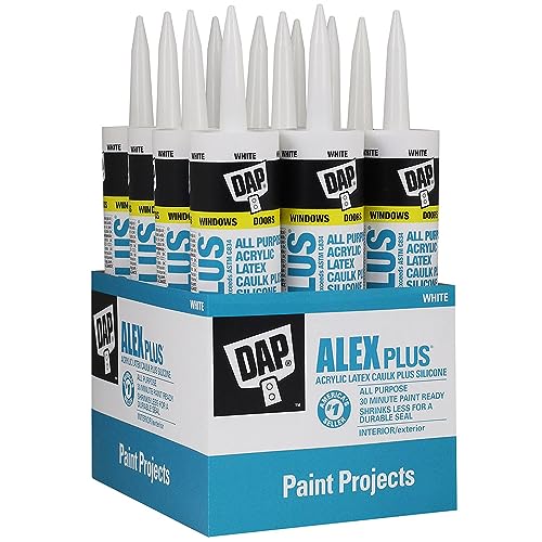Dap 18152 12 Pack 10.1 oz. Alex Plus Acrylic Latex Caulk Plus Silicone ...