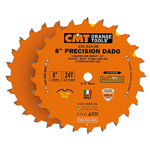 CMT 8 In x 24 x 5/8 In Precision Dado Sets