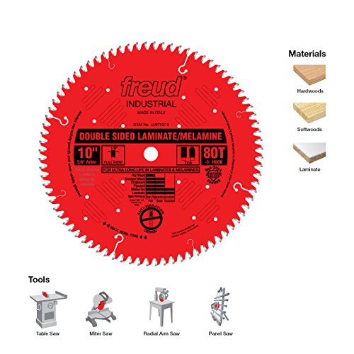 Freud Teeth Freud LU97M010 10-Inch 80 Tooth TCG Double Sided Laminate and Melamine ...