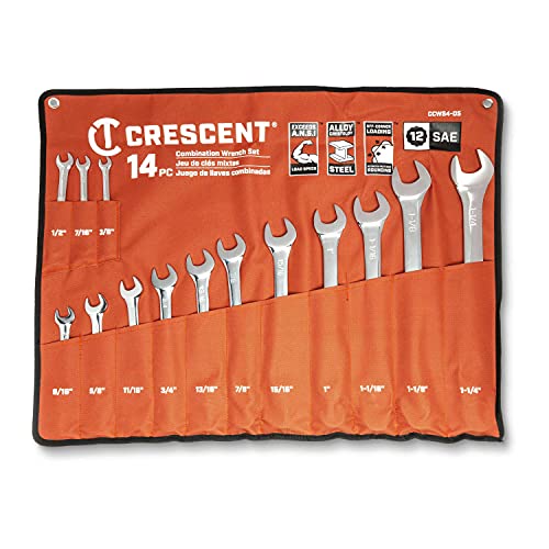 Crescent 14-Piece 12 Point SAE Combination Wrench Set with Tool Roll