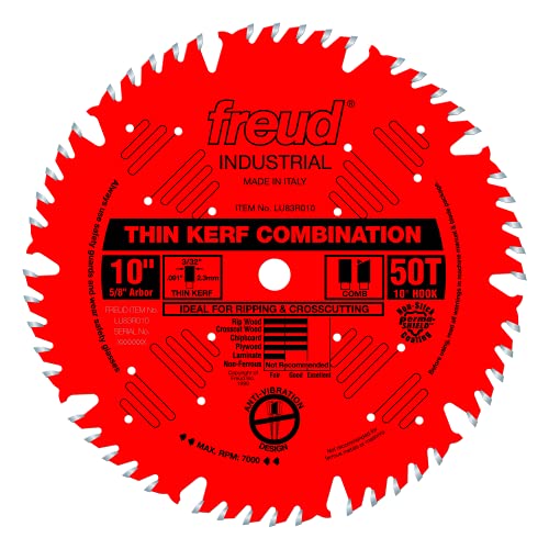 Freud 8" Thin Kerf Combination Saw Blade with 5/8-Inch Arbor and Perma-Shield Coating