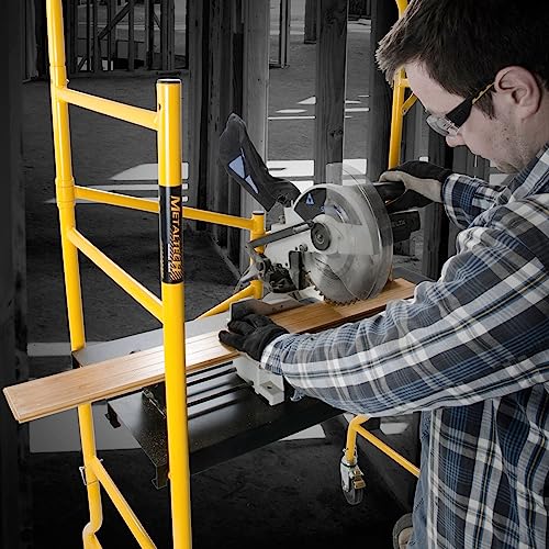 MetalTech Versatile 500 Pound Load Capacity 4 Foot High Portable Adjustable Platform Basic Mini Mobile Scaffolding Ladder with Locking Wheels