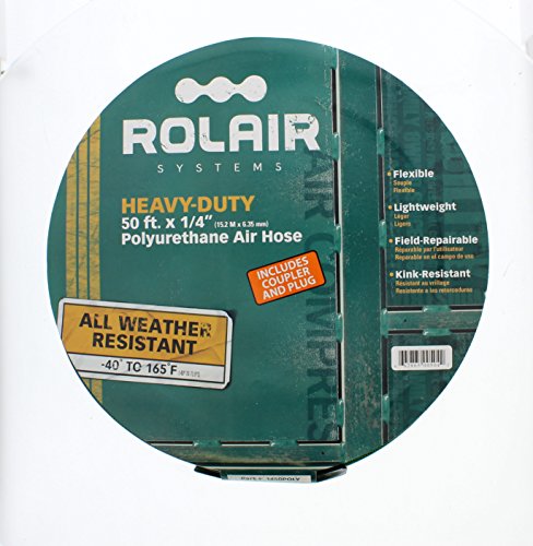 Rolair Poly Air Compressor Hose with Fittings - 1/4In X 50Ft