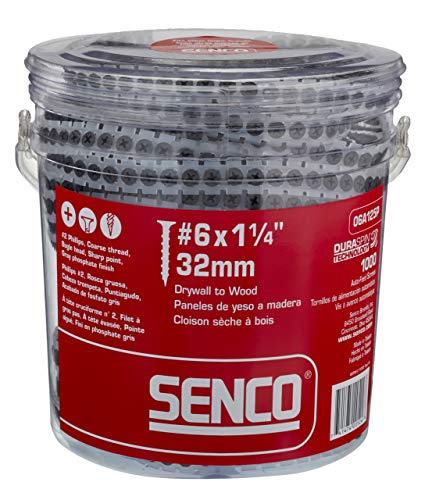 SENCO (06A125P) DuraSpin #6 by 1-1/4-Inch Drywall to Wood Collated Screw (1,000 per Box)
