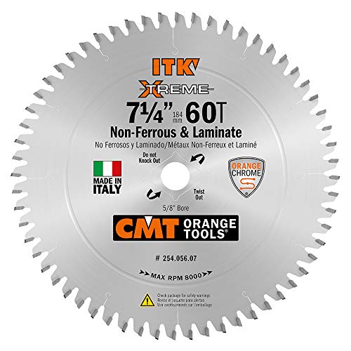CMT ITK Industrial Non-Ferrous Metal and Melamine Blade and 7-1/4-Inch Diameter by 56 Teeth with 5/8-Inch Bore, PTFE-Coated