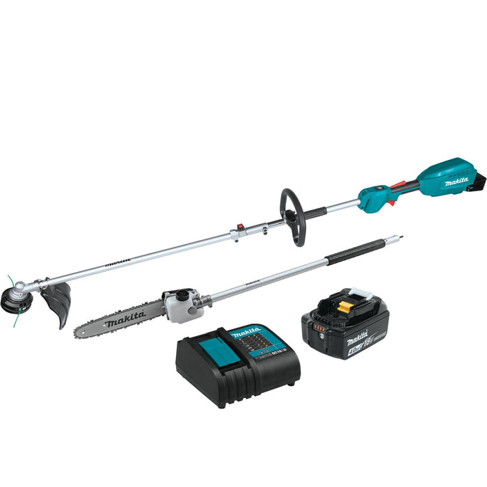 Makita XUX02SM1X4 - 18V LXT Lithium-Ion Brushless Cordless Couple Shaft Power Head Kit w/ 13" String Trimmer & 10" Pole Saw Attachments, with one battery (4.0Ah)