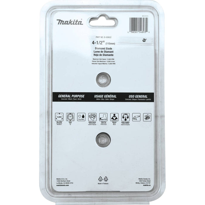 Makita B-69602 - 4-1/2" Diamond Blade, Segmented, General Purpose, 2/pk