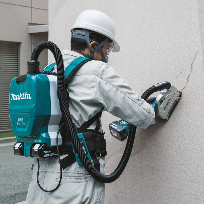 Makita (XCV10PTX) 36V (18V X2) LXT Brushless 1/2 Gallon HEPA Filter Backpack Dry Dust Extractor Kit, dual port charger, AWS Capable (5.0Ah)