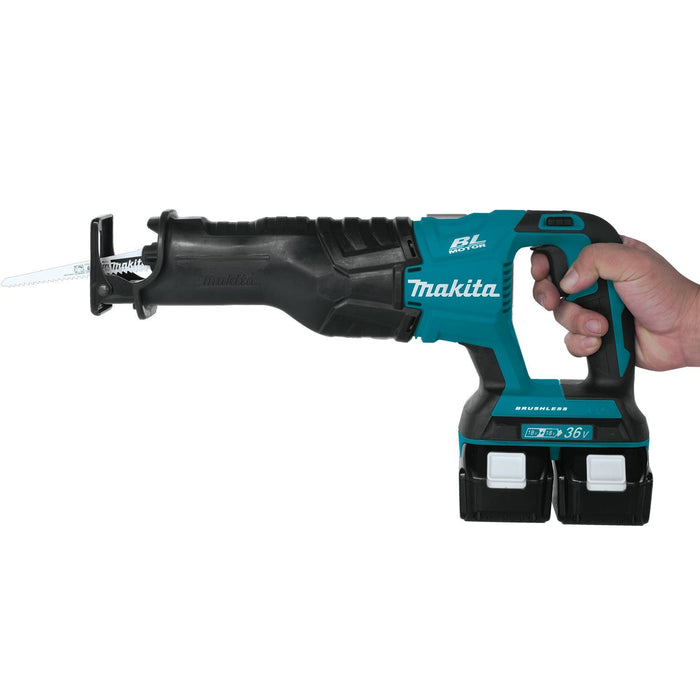 Makita 18V LXT Brushless Recipro Saw Kit, 2-speed, var. spd., tool-less blade change, dual port charger, bag (5.0Ah)