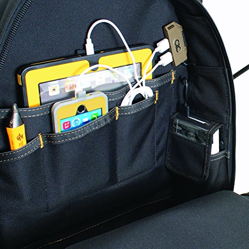 CLC Custom Leathercraft ECPL38 E-Charge Lighted USB Charging Tool Backpack, 36 Pocket,Black