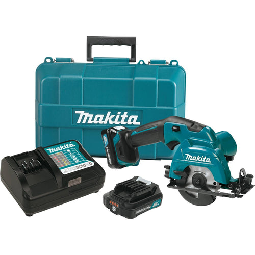 Makita 12V max CXT Lithium-Ion Cordless 3-3/8" Circular Saw Kit, case (2.0Ah)