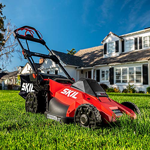 SKIL PWR CORE 20 Brushless 18 In. Lawn Mower Kit, Includes Two 4.0 Ah Batteries and Dual Port Charger