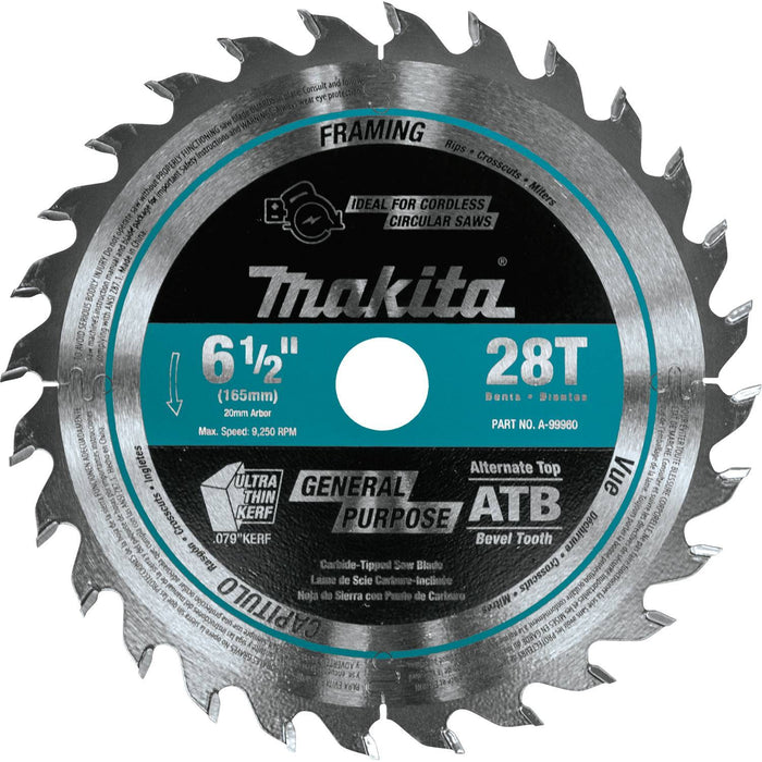 6-1/2" 28T Carbide-Tipped Cordless Plunge Saw Blade