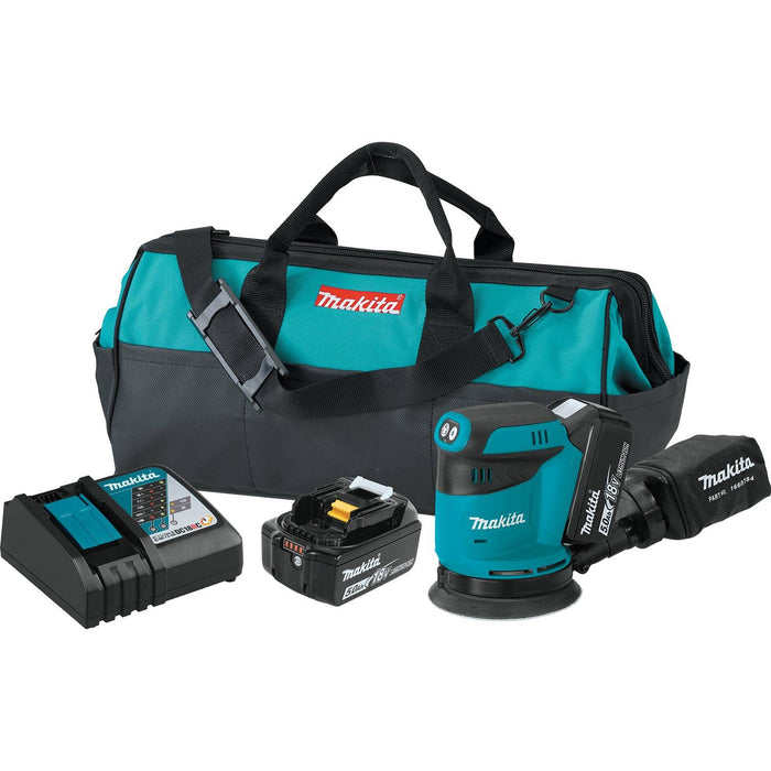 Makita XOB01T - 18V LXT Lithium-Ion Cordless 5" Random Orbit Sander Kit, 3-speed, bag (5.0Ah)