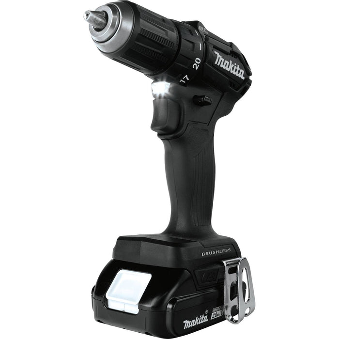Makita XFD11R1B - 18V LXT Lithium-Ion Sub-Compact Brushless Cordless 1/2" Driver-Drill Kit, 2-speed, var. spd., L.E.D. Light, bag, with one battery (2.0Ah)