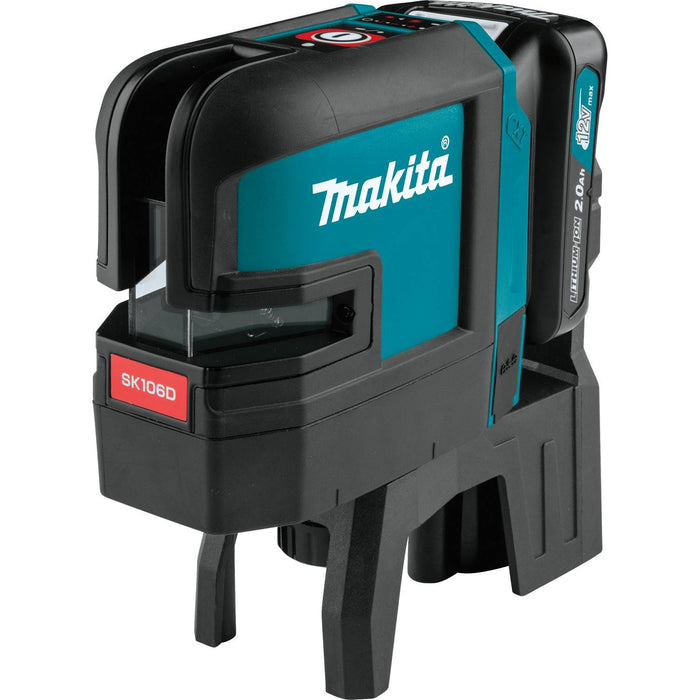 Makita 12V Max CXT Self-Leveling Cross-Line/4-Point Red Beam Laser Kit, bag, with one battery (2.0Ah)