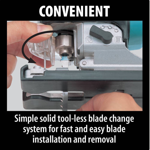 Makita 4350FCT - Top Handle Jig Saw, tool-less, L.E.D. Light, 800-2,800 SPM, var. spd., orbital, case