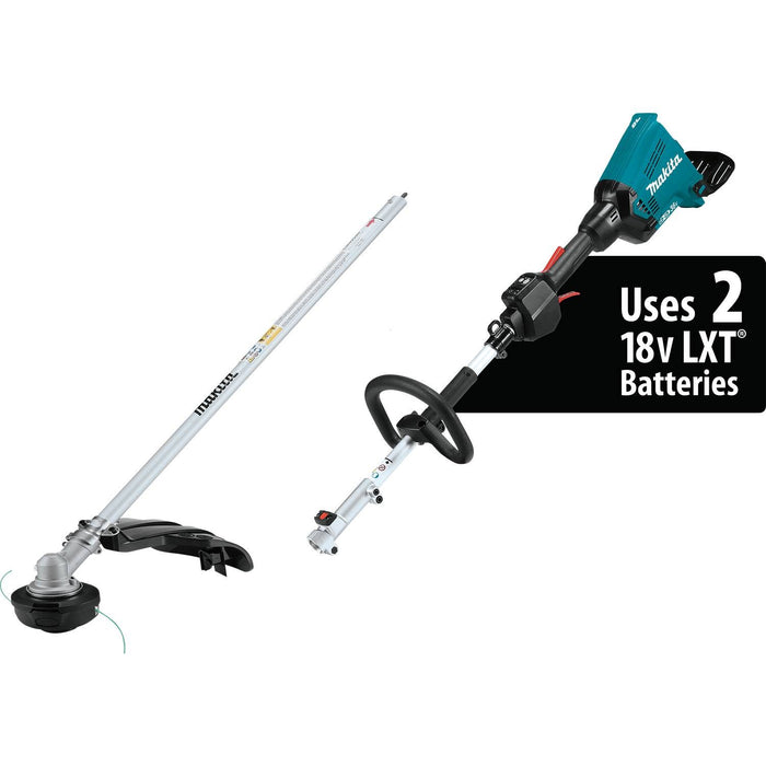 Makita (XUX01M5PT) 36V (18V X2) LXT Brushless Couple Shaft Power Head Kit with String Trimmer Attachment, dual port charger (5.0Ah)