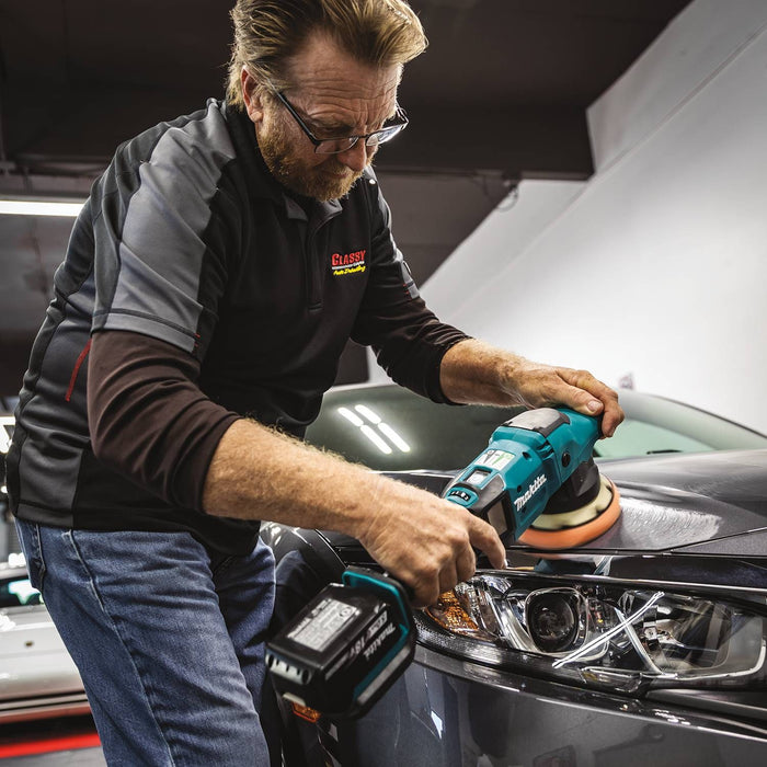 Makita XOP02T - 18V LXT Lithium-Ion Brushless Cordless 5"/6" Dual Action Random Orbit Polisher Kit , 0-780 RPM, 0-6,800 OPM, var. spd., bag (5.0Ah)