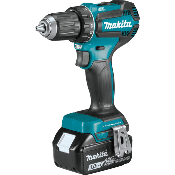 Makita XFD131 - 18V LXT Lithium-Ion Brushless Cordless 1/2" Driver-Drill Kit, 2-speed, var. spd., L.E.D. Light, bag, with one battery (3.0Ah)