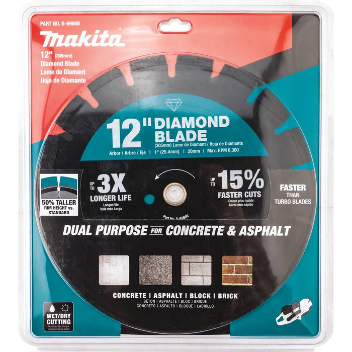 Makita B-69668 - 12" Diamond Blade, Segmented, Dual Purpose