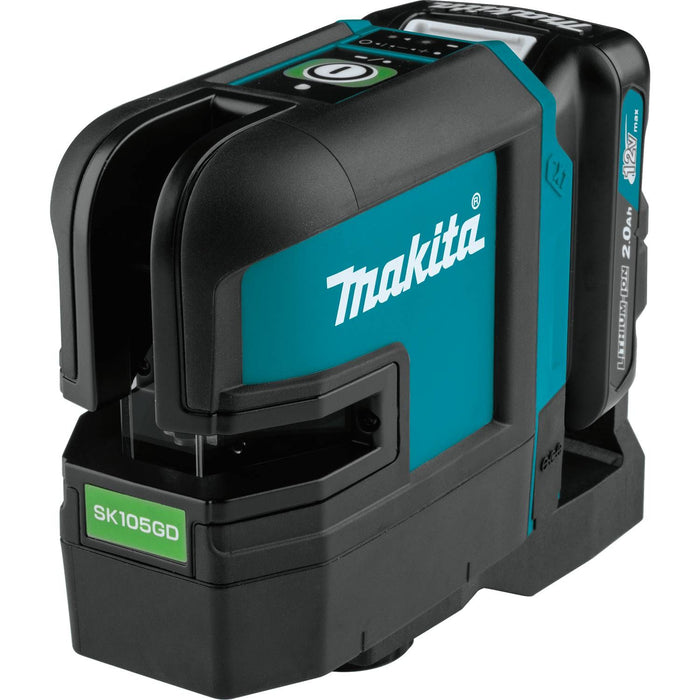 Makita 12V Max CXT Self-Leveling Cross-Line Green Laser Kit, bag, with one battery (2.0Ah)
