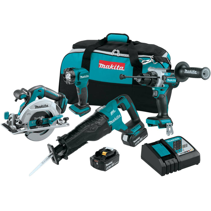 Makita (XT454T) 18V LXT Lithium-Ion Brushless Cordless 4 Pc. Combo Kit