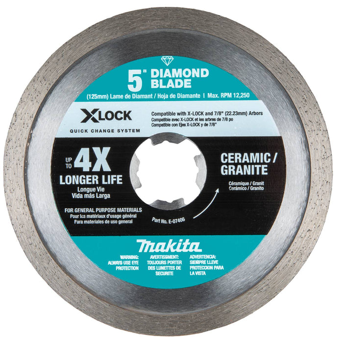 Makita X-LOCK 5" Continuous Rim Diamond Blade for Ceramic and Granite Cutting