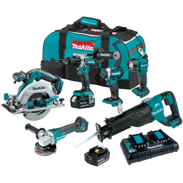 Makita (XT616PT) 18V LXT Lithium-Ion Brushless Cordless 6 Pc. Combo Kit