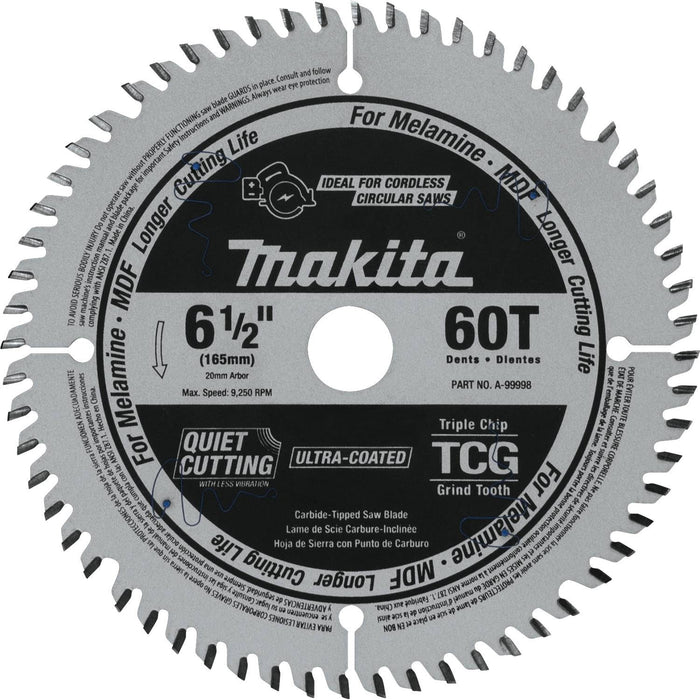 6-1/2" 60T (TCG) Carbide-Tipped Cordless Plunge Saw Blade