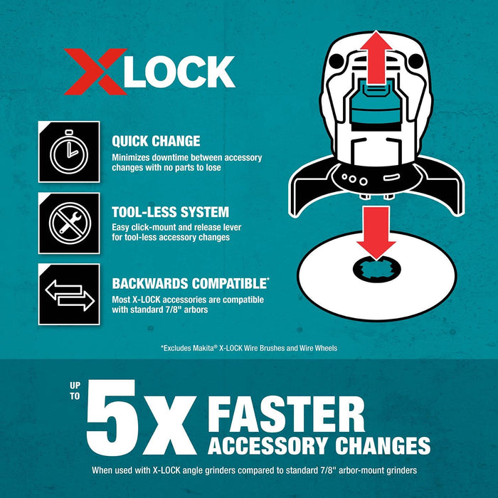 Makita X-LOCK 4‑1/2" 120 Grit Type 27 Flat Blending and Finishing Flap Disc for X-LOCK and All 7/8" Arbor Grinders