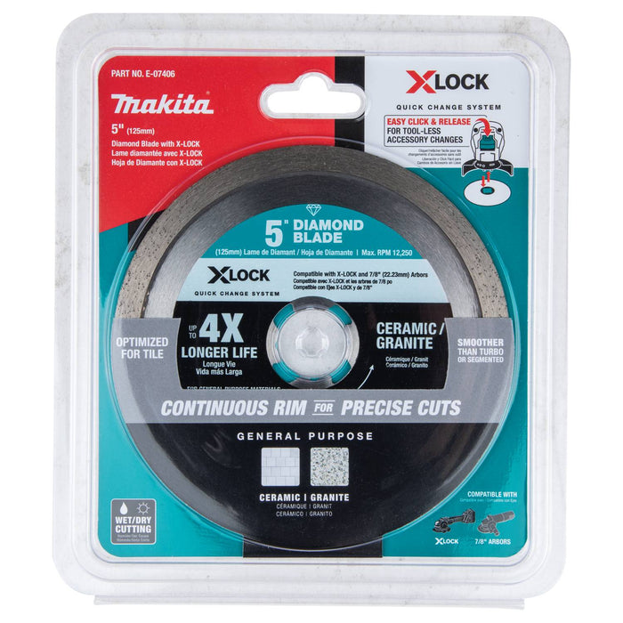 Makita X-LOCK 5" Continuous Rim Diamond Blade for Ceramic and Granite Cutting