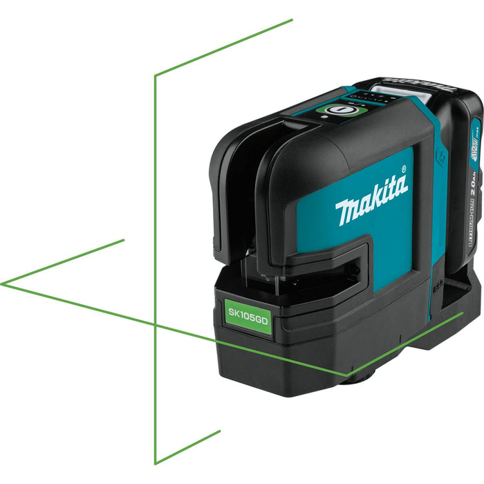 Makita (SK105GDNAX) 12V Max CXT Self-Leveling Cross-Line Green Laser Kit, bag, with one battery (2.0Ah)