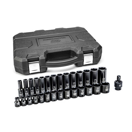 29 Pc. 3/8" Drive 6 Point Metric Standard/Deep Impact Socket Set