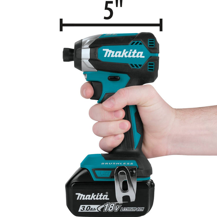 Makita XDT131 - 18V LXT Lithium-Ion Brushless Cordless Impact Driver Kit, var. spd., rev. L.E.D. Light, bag, with one battery (3.0Ah)