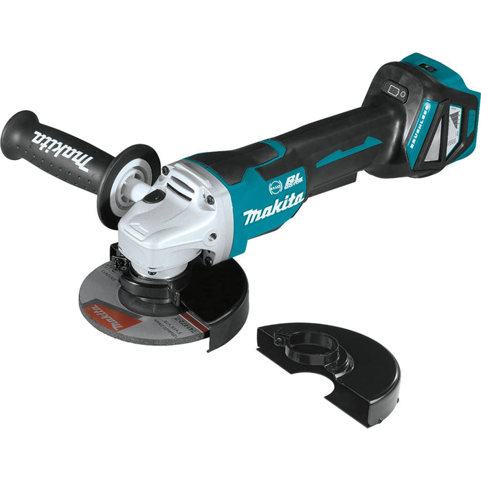 Makita XAG21ZU - 18V LXT Lithium-Ion Brushless Cordless 4-1/2” / 5" Paddle Switch Cut-Off/Angle Grinder, 3,000-8,500 RPM, var.spd., electric brake, AWS, lock-off, no lock-on (Tool Only)