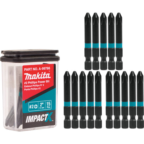 Makita A-99786 Impact X #2 Phillips 2″ Power Bit (Pack of 15)