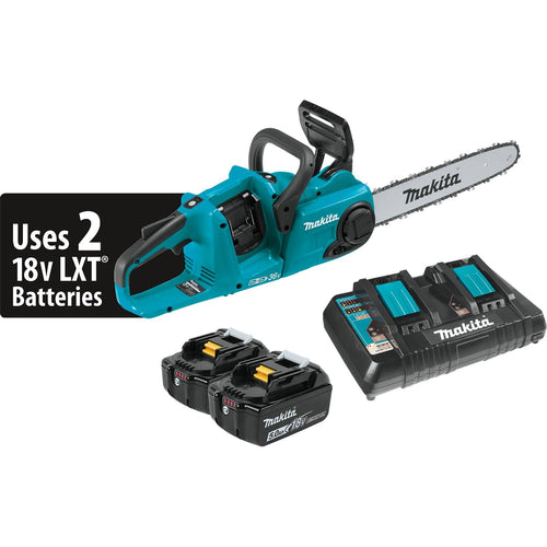 Makita XCU03PT 18V LXT Brushless 14" Chain Saw Kit, dual port charger (5.0Ah)