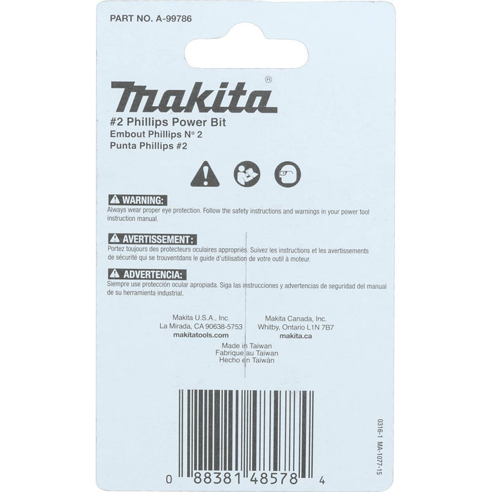Makita A-99786 Impact X #2 Phillips 2″ Power Bit (Pack of 15)