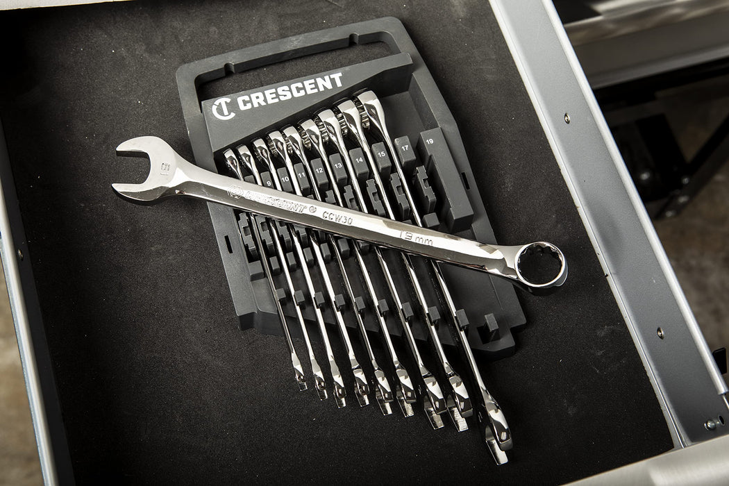 CRESCENT 10 Piece 12 Point Metric Combination Wrench Set - CCWS3-05