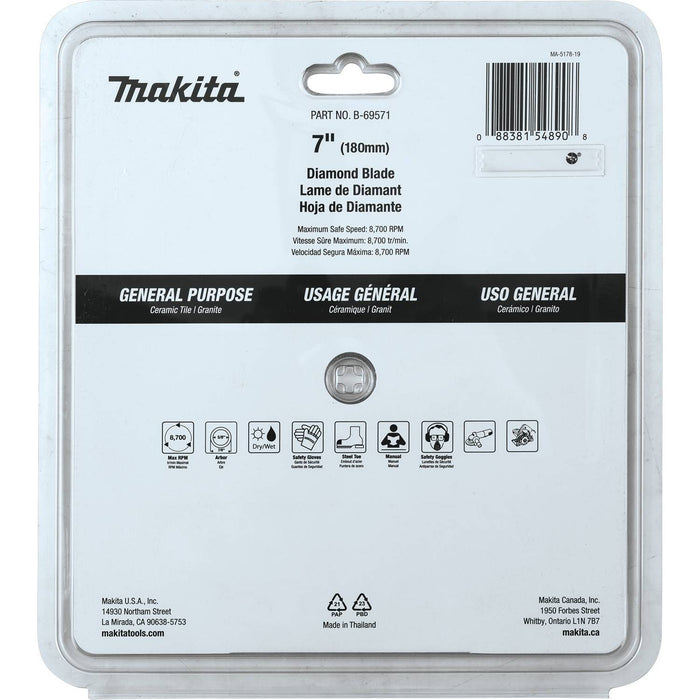 Makita B-69571 - 7" Diamond Blade, Continuous Rim, General Purpose