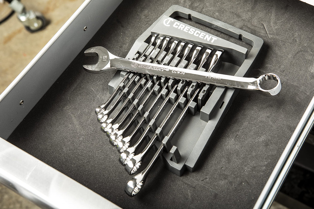 CRESCENT 10 Piece 12 Point Metric Combination Wrench Set - CCWS3-05