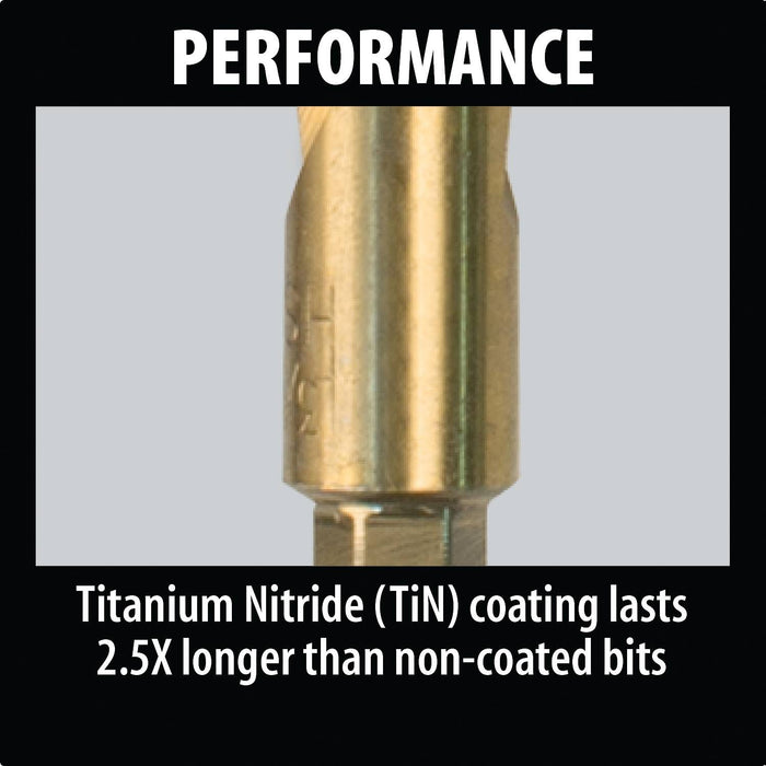 3/16" Titanium Coated Drill Bit, 1/4" Hex Shank