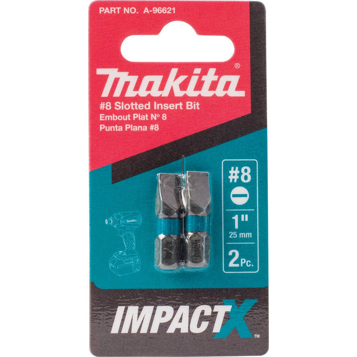 Makita Impact X #8 Slotted 1″ Insert Bit (2-Pack)