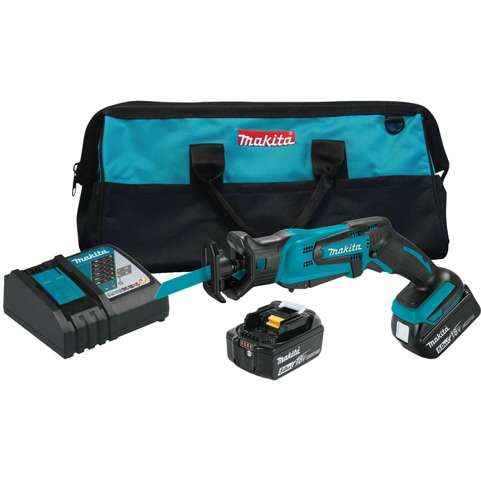 Makita 18V LXT Lithium-Ion Cordless Compact Recipro Saw Kit, var. spd., tool-less blade change, L.E.D. Light, bag (5.0Ah)