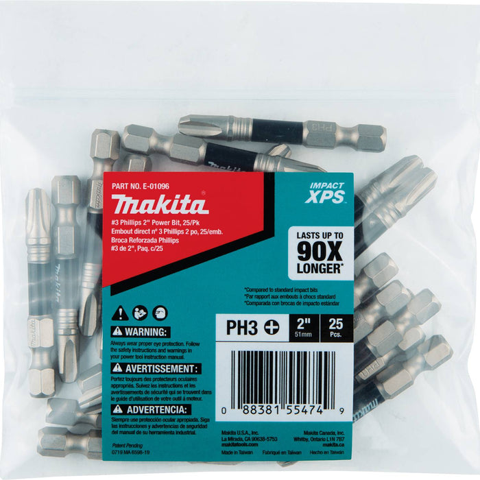 Impact XPS #3 Phillips 2" Power Bit, 25/pk, Bulk